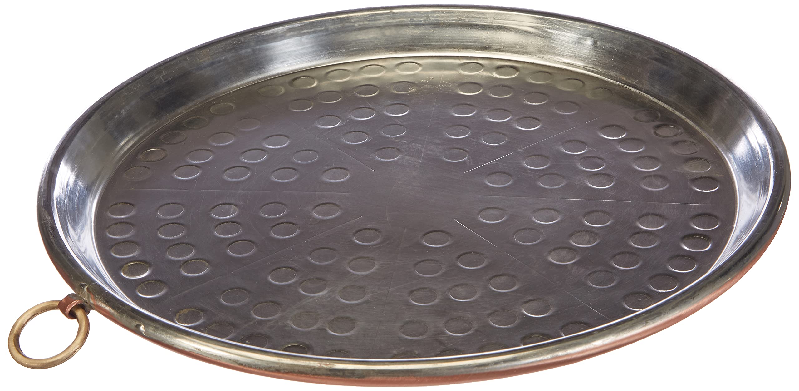 30 cm - Agnelli For Hammered Farinata Conical Cake Tin-Plated Copper Baking Tray Height 2 cm with Rim 30 cm Copper