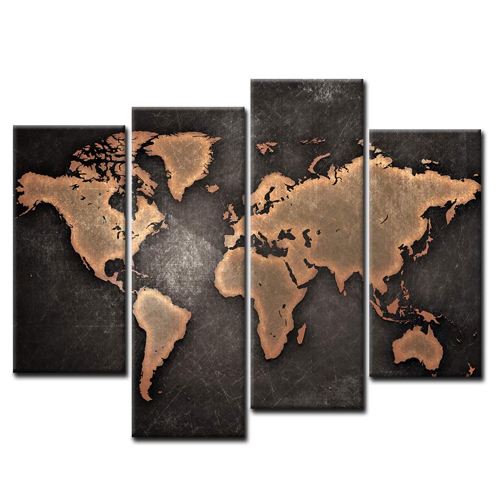 General World Map Black Background Wall Art Painting Pictures Print On Canvas Art The Picture For Home Modern Decoration by F