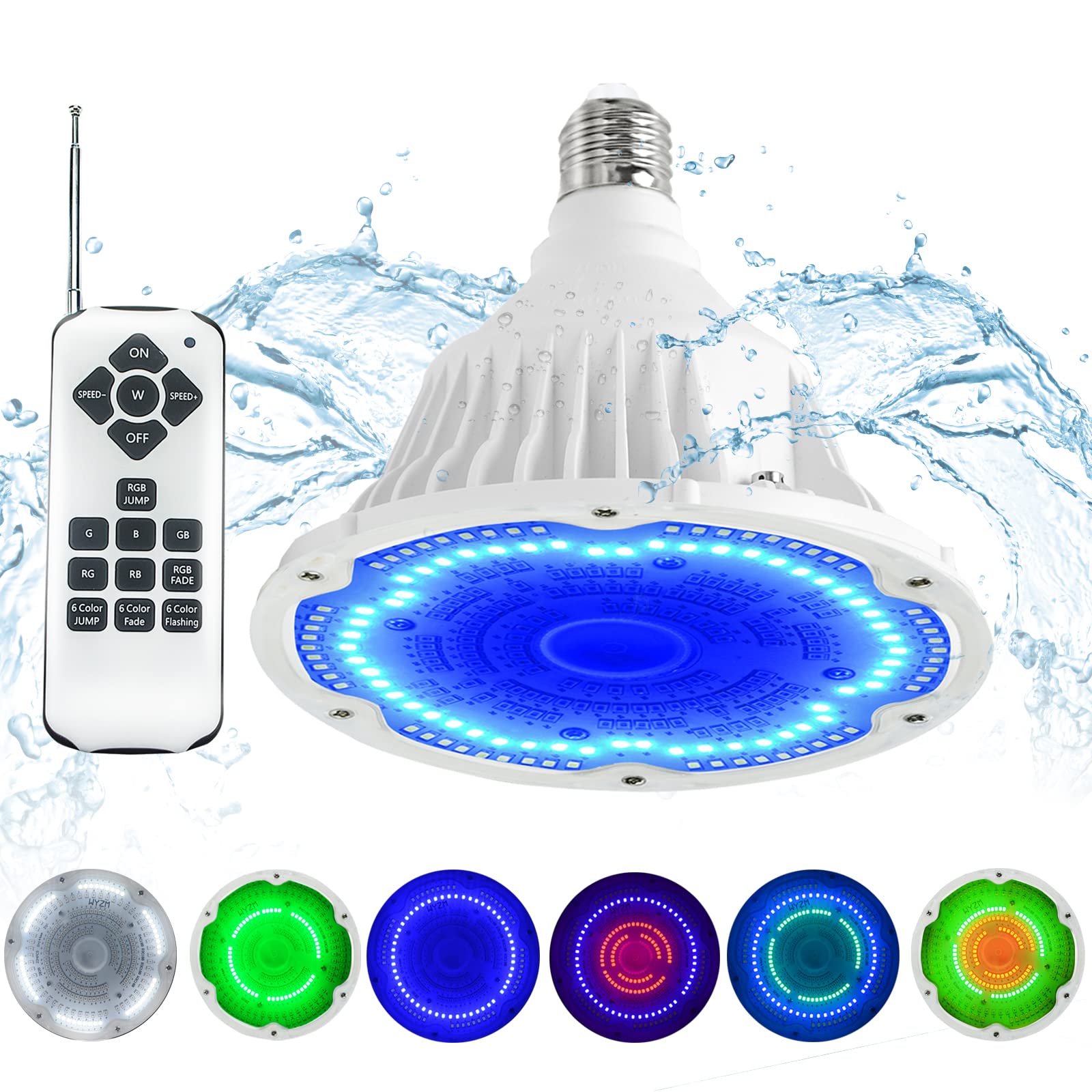 WYZM LED Swimming Pool Light Bulb for Pentair Hayward Light Fixture120Vwith RemoteIP68 Waterproof