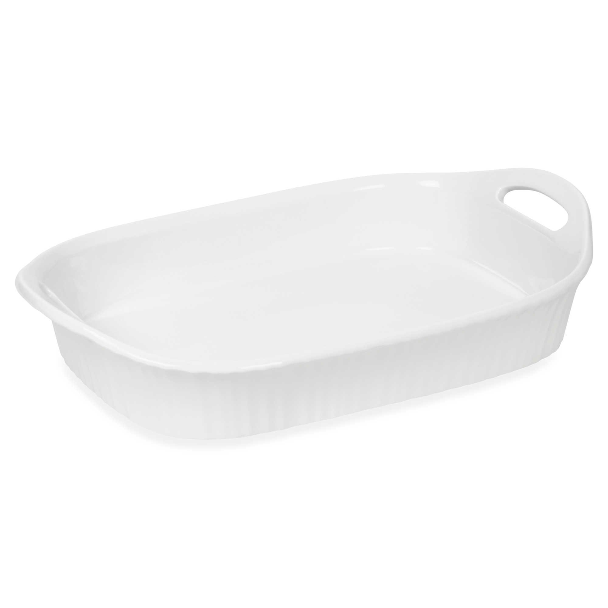 CorningWare French White III 2.8l Ceramic Oblong Casserole Dish with Sleeve Oven Microwave Refrigerator and Freezer Safe