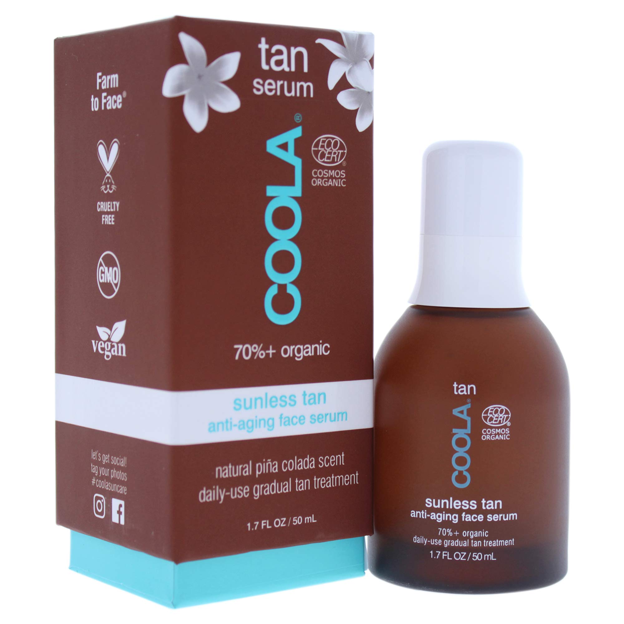 COOLA Organic Sunless Self Tanner Face Serum Dermatologist Tested Anti-Aging Skin Care Infused with Hyaluronic Acid Vegan a
