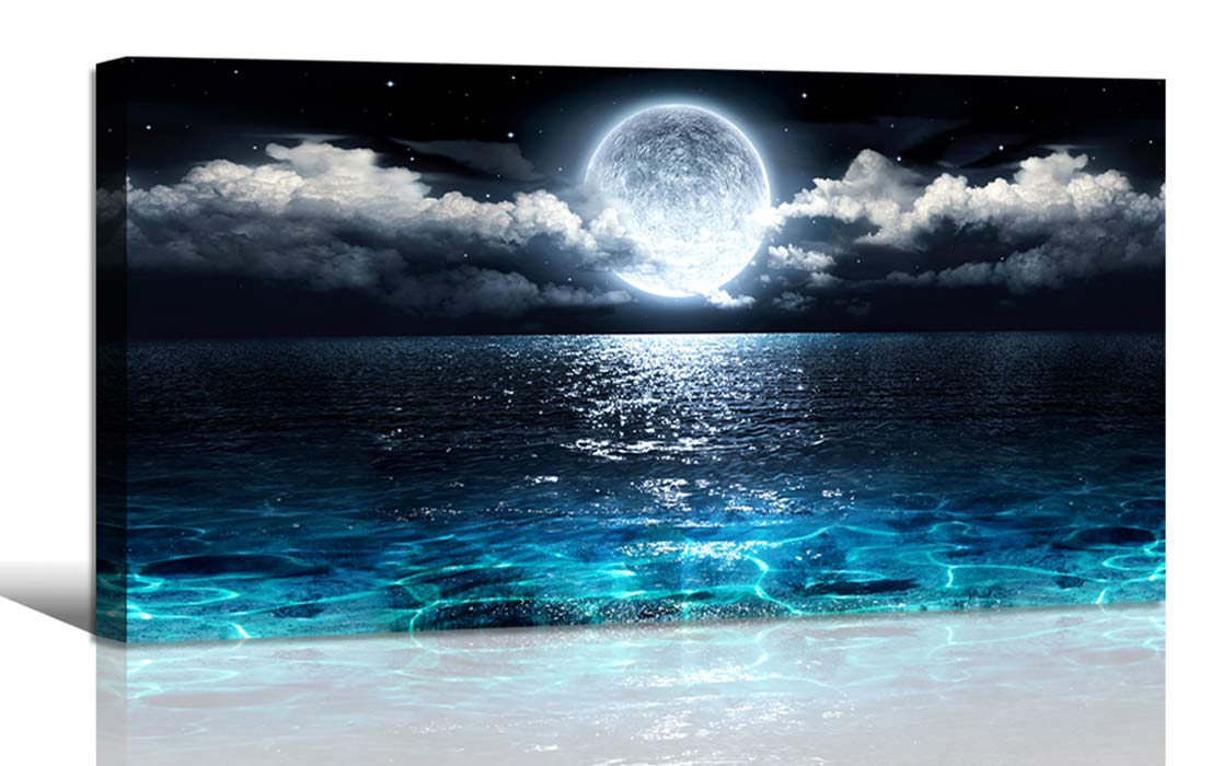 ウォールアート 月 海 海 風景 写真 キャンバス ウォールアート プリント 絵画 モダン アート