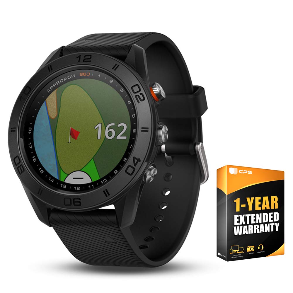 Garmin Approach S60 Golf Watch Black with Black Band 010-01702-00 with 1 Year Extended Warranty
