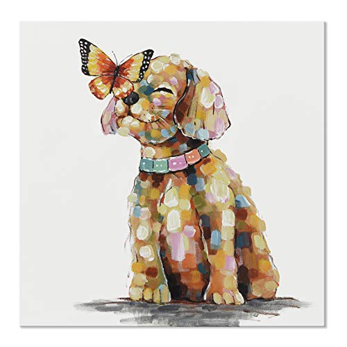 SEVEN WALL ARTS 犬 ウォールアート カラフル 動物 キャンバス 写真 ペット 子犬 蝶 犬の絵画 モダ