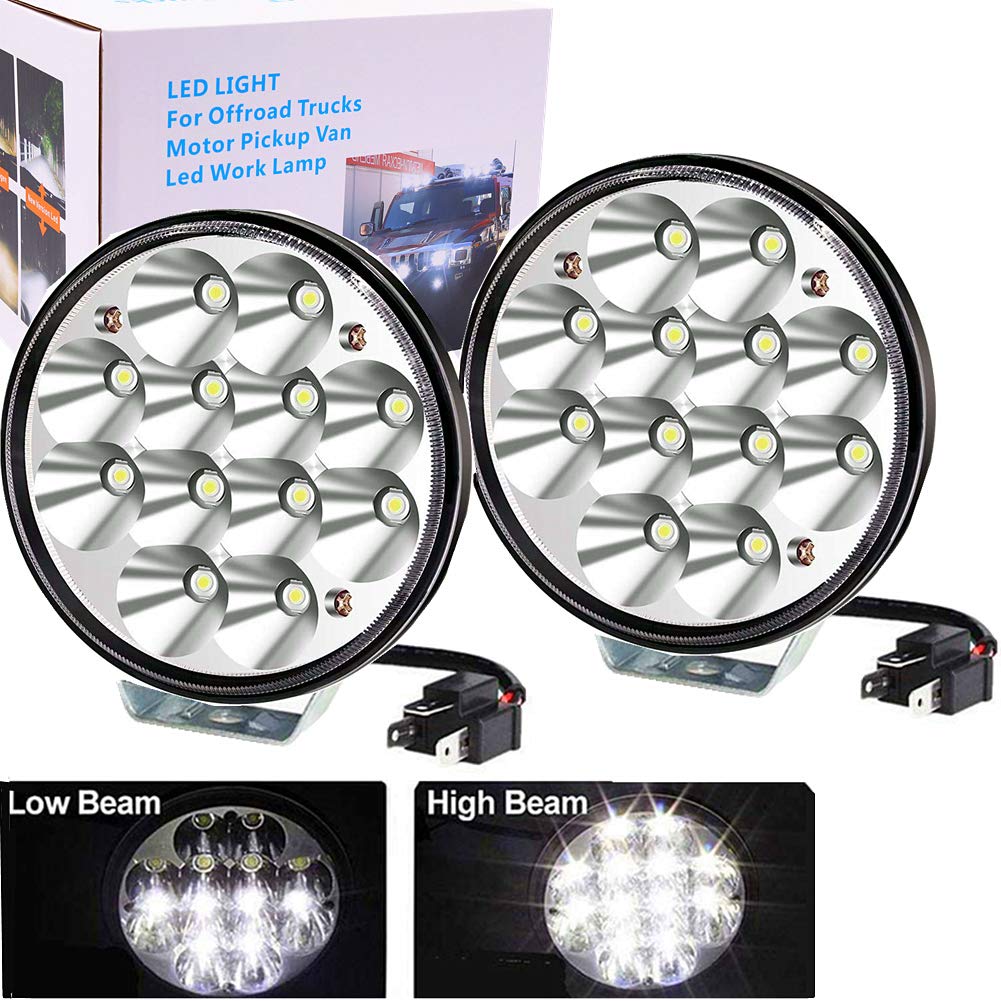 Ourbest 5.75 36W Crystal Round LED Headlight HighLow Beam Waterproof IP68 4000 4040 5506 H5006 H651 H466 Replacement Spo