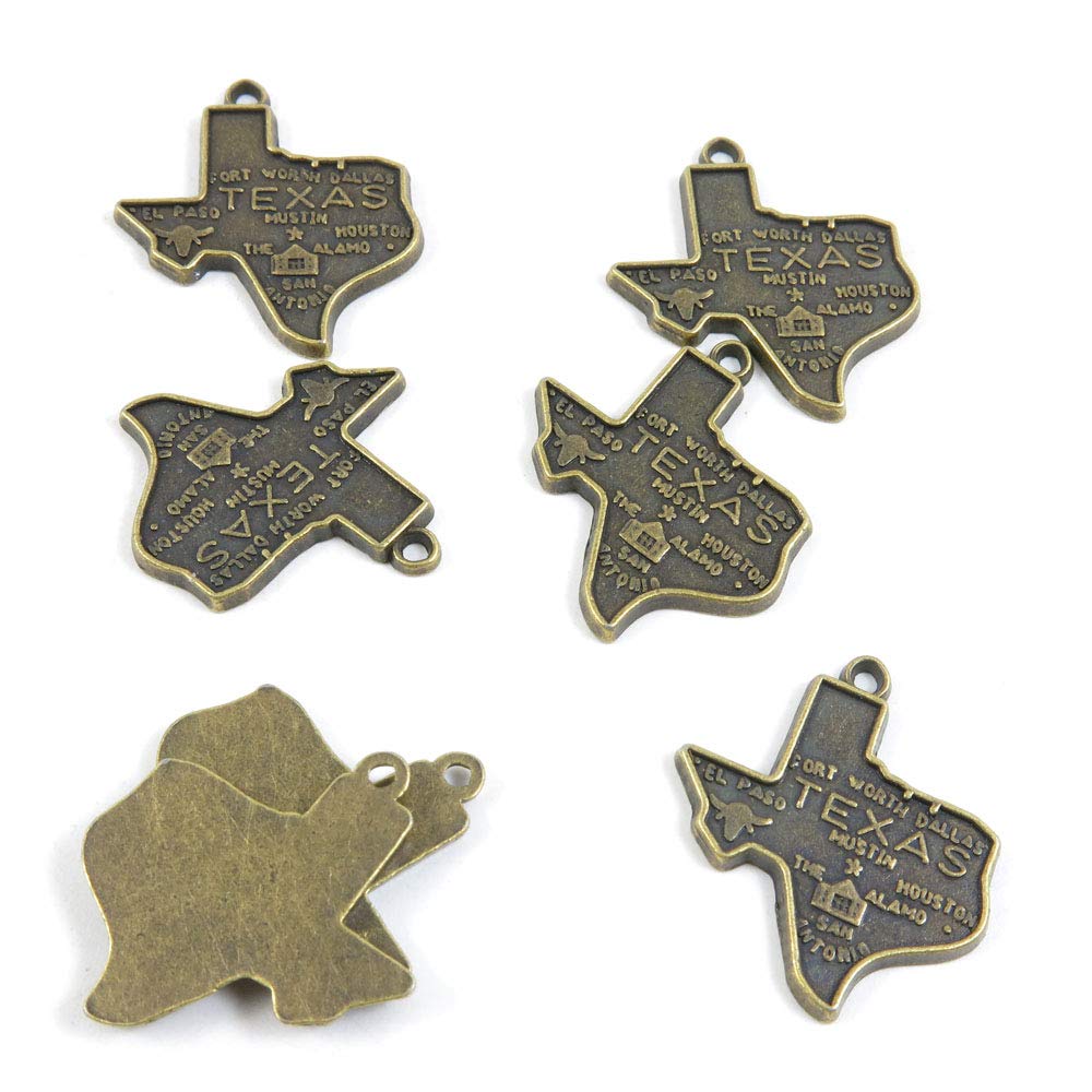 430 PCS Metal Antique Bronze Color Jewelry Making Supplies Charms Beading Crafting Wholesale P7TC6 Texas Map Tags