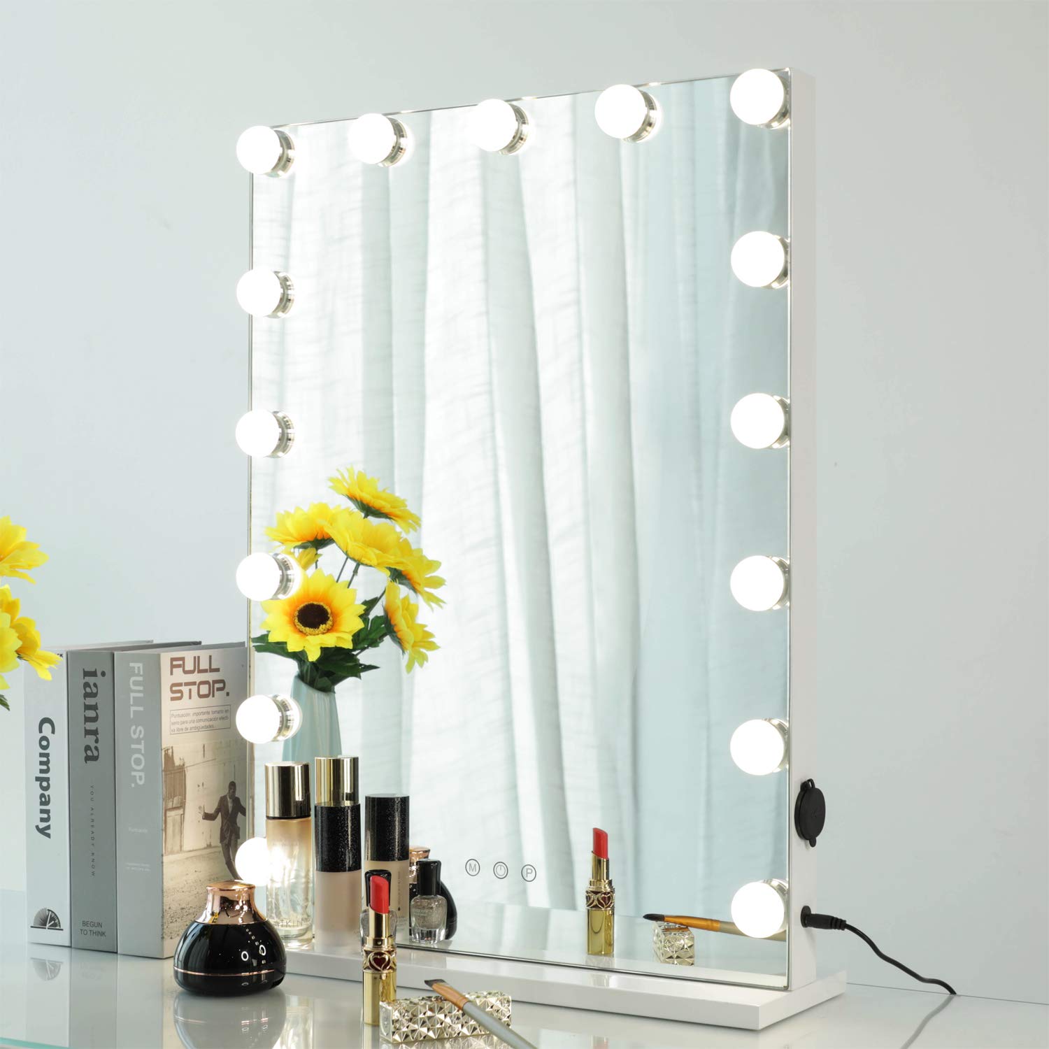 Large Makeup Vanity Mirror with Lights for Bedroom Table top or Wall Mount Girls Hollywood Set Cosmetic Must Haves with Smar