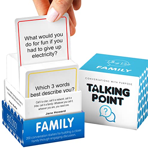 200 Family Conversation Cards - Questions to Get Everyone Talking Building Relationships - Fun Family Games for Kids and Ad