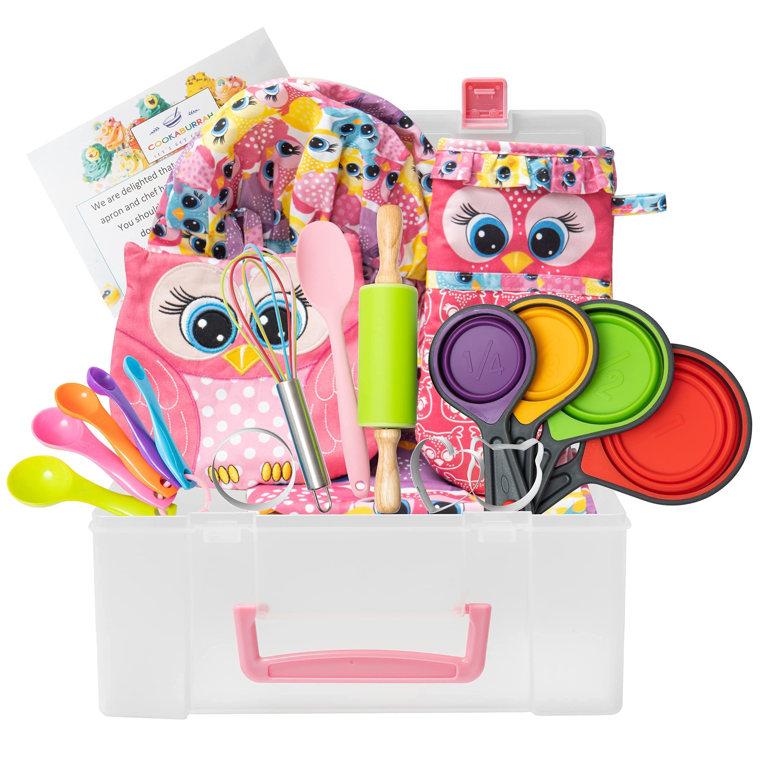 Cookaburrah Kids Cooking Sets- Baking Gifts Set with Storage Case 21 PCS Cooking Supplies for Junior Real Kitchen Accessori