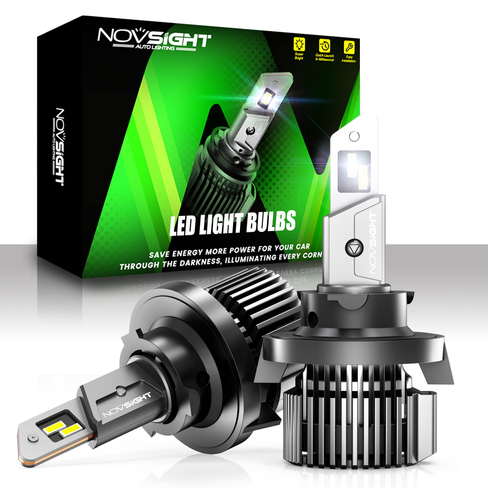 NOVSIGHT H139008 LED Headlight Bulbs 20000 Lumens 100W 600 Brighter 6500K Cool White LED Headlights HiLo Beam Conversion