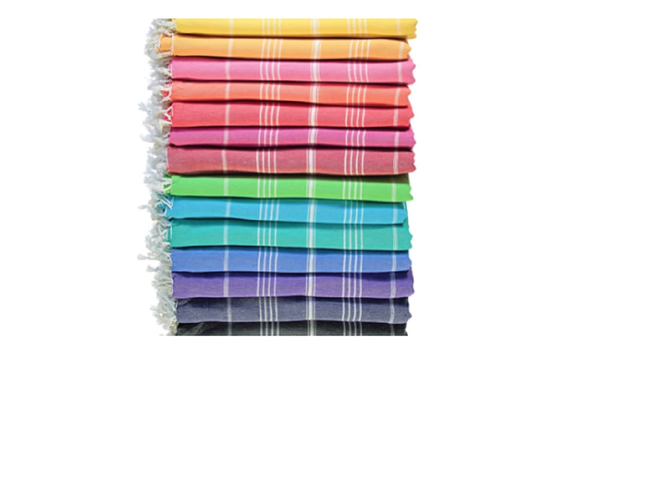 globaltrading Set of 6 Original 100 Cotton 70x39 Bath and Beach Turkish Towel Set - Highly Absorbent - Quick Dry - Over
