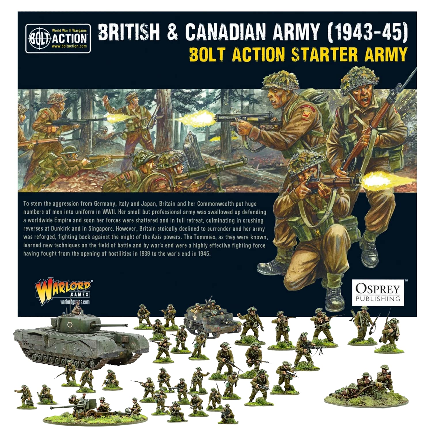 Warlord Games ウォーゲーム ボルトアクションミニチュア イギリスとカナダ軍の男性セット 28mm