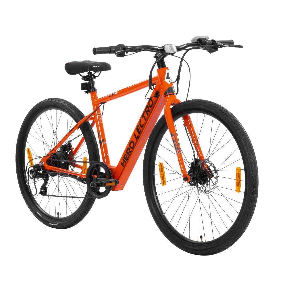 HERO LECTRO C6E 700C City Hybrid Electric Cycle 5.8 ah IP67 rated Battery 7 speed Shimano gears with Dual Disc brakes G