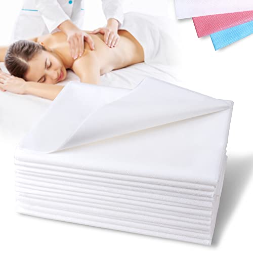 Disposable Bed Sheets 100 Pcs Waterproof Bed Cover for SPA Tattoo Massage Table Hotels Non Woven Fabric 31 x 78White