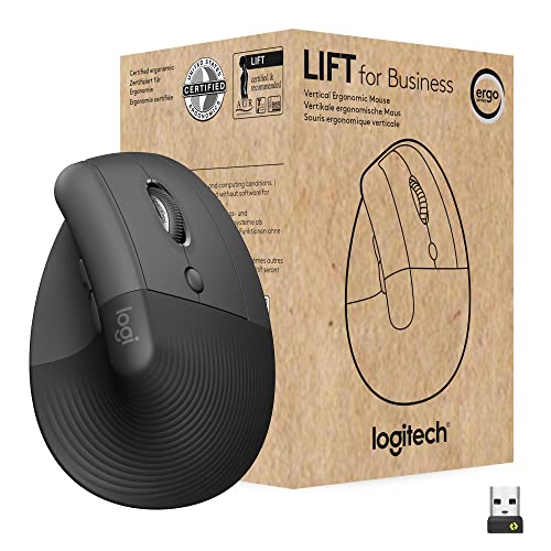 Logitech Lift for Business Vertical Ergonomic Mouse Wireless Bluetooth or Secured Logi Bolt USB Quiet clicks Globally Ce
