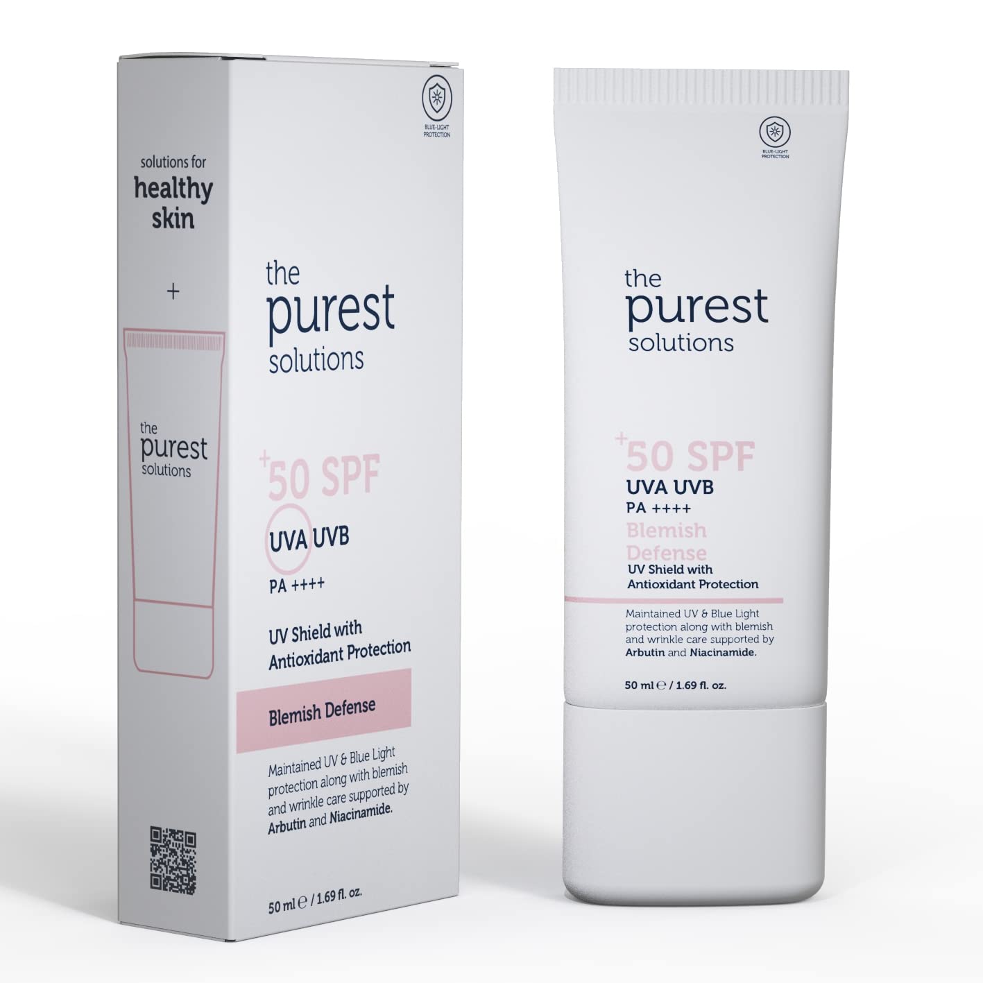 The Purest Solutions Blemish Defense UV Shield with Antioxidant Protection SPF 50 8h UVA Protection Arbutin Niacina