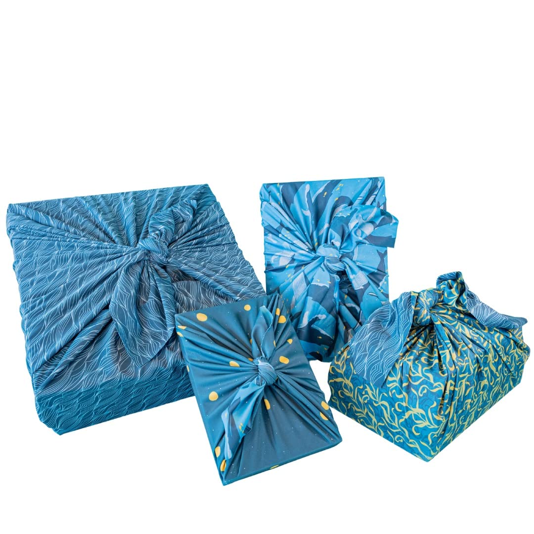 Shiki Wrap Reusable Cloth Gift Wrap Assortment Ocean Conservation Collection