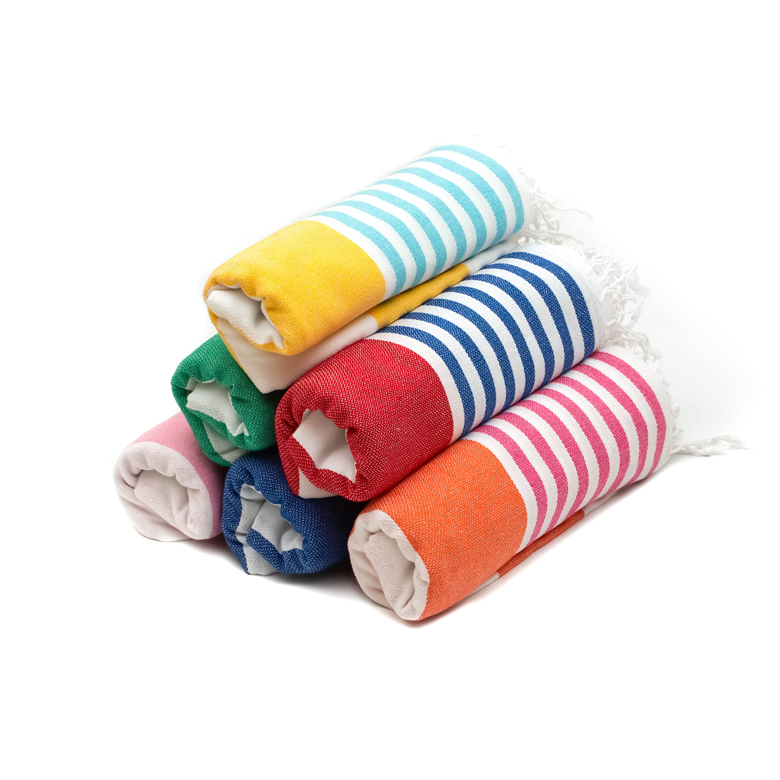 FATSLON Sale 6 Pack Turkish Beach Towel 39x71-Inch100 Turkish Cotton Prewashed Sand Free Oversized Absorbent Quick Dry Light