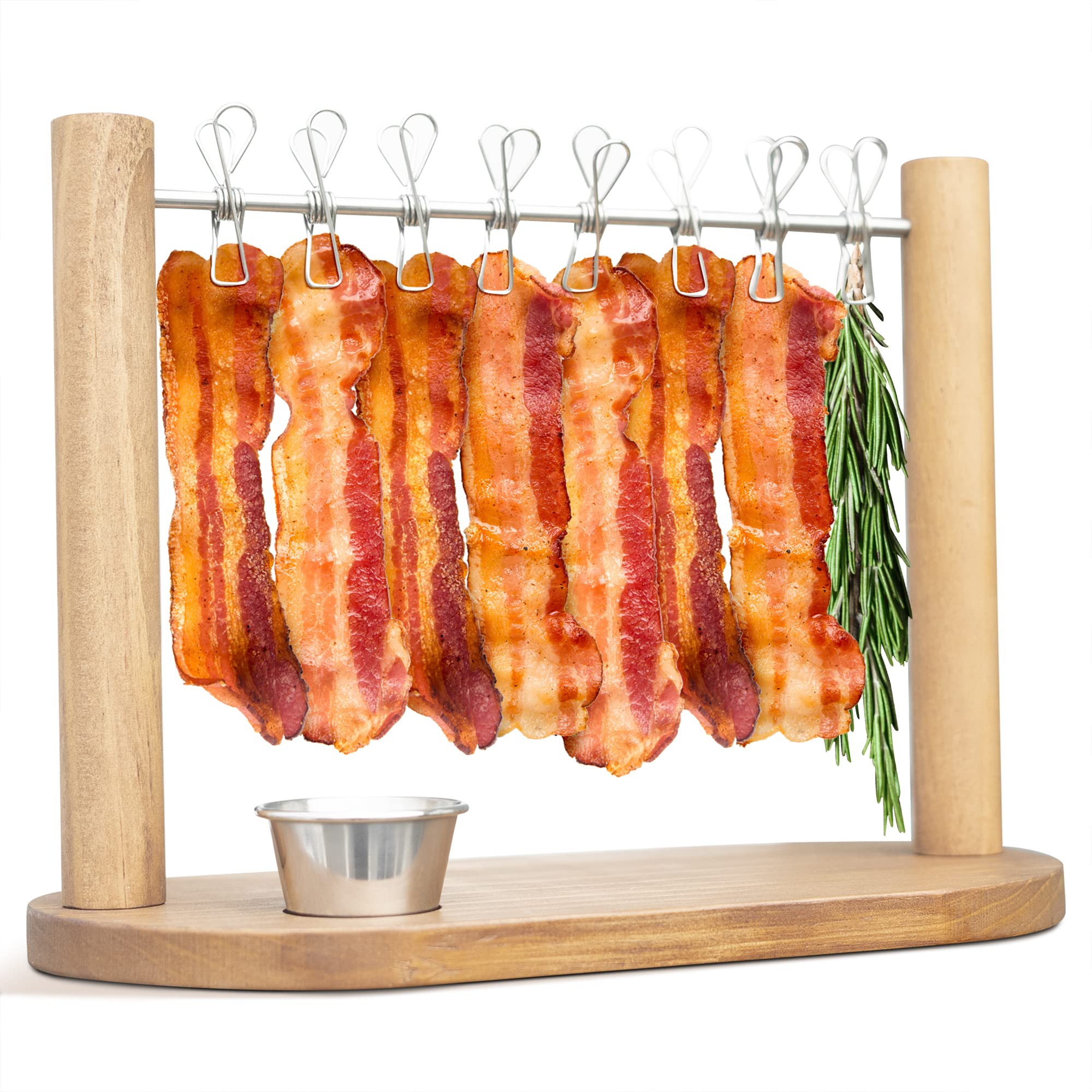Bacon Serving Dishes for Entertaining - Pack of 5 Wooden Bacon Display for Men Who Have Everything or House Warming Gifts New