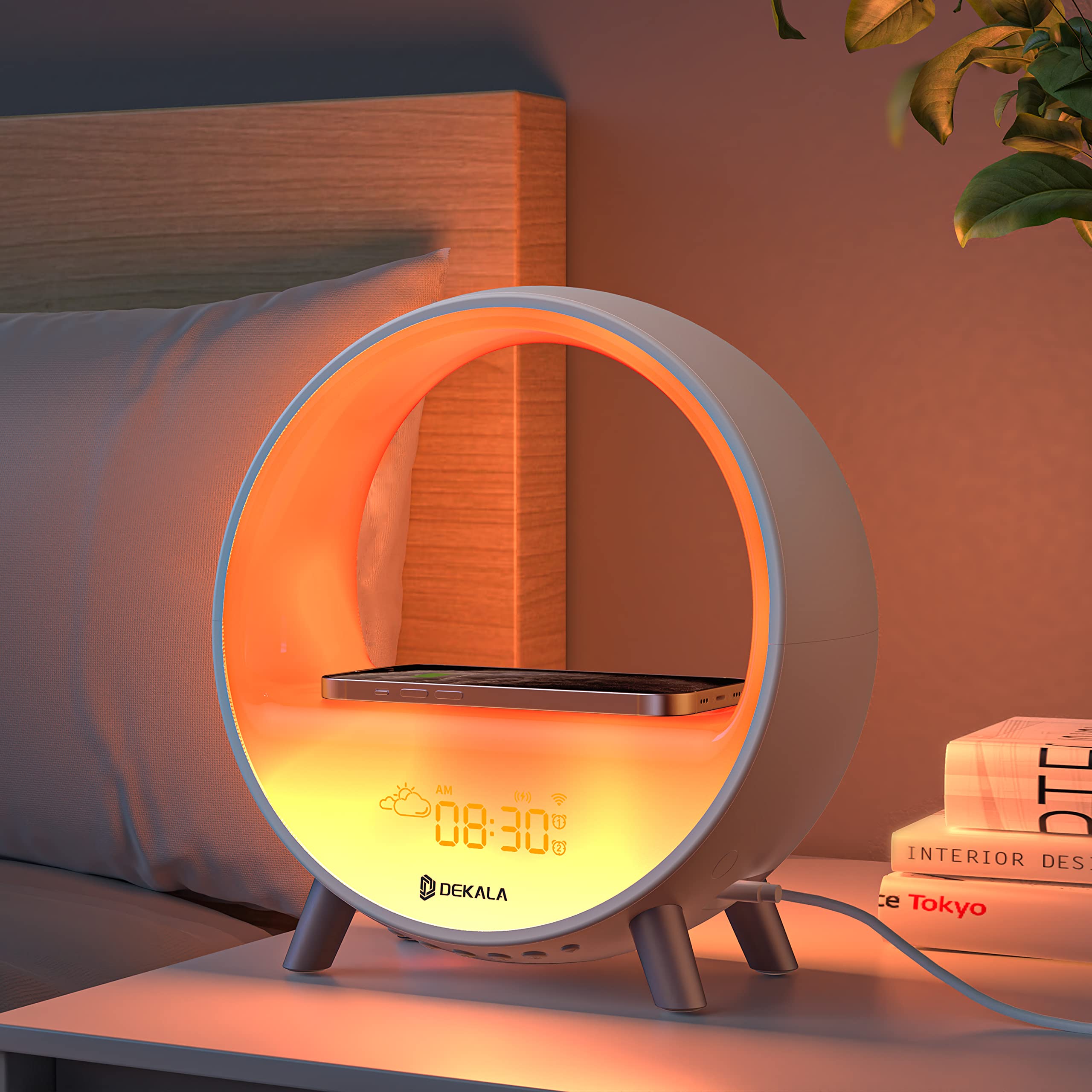 Dekala Arches Sunrise Alarm Clock with 15W Fast Wireless Charging White Noise Sound Machine Smart Ambient Lamp Gradual Sunri