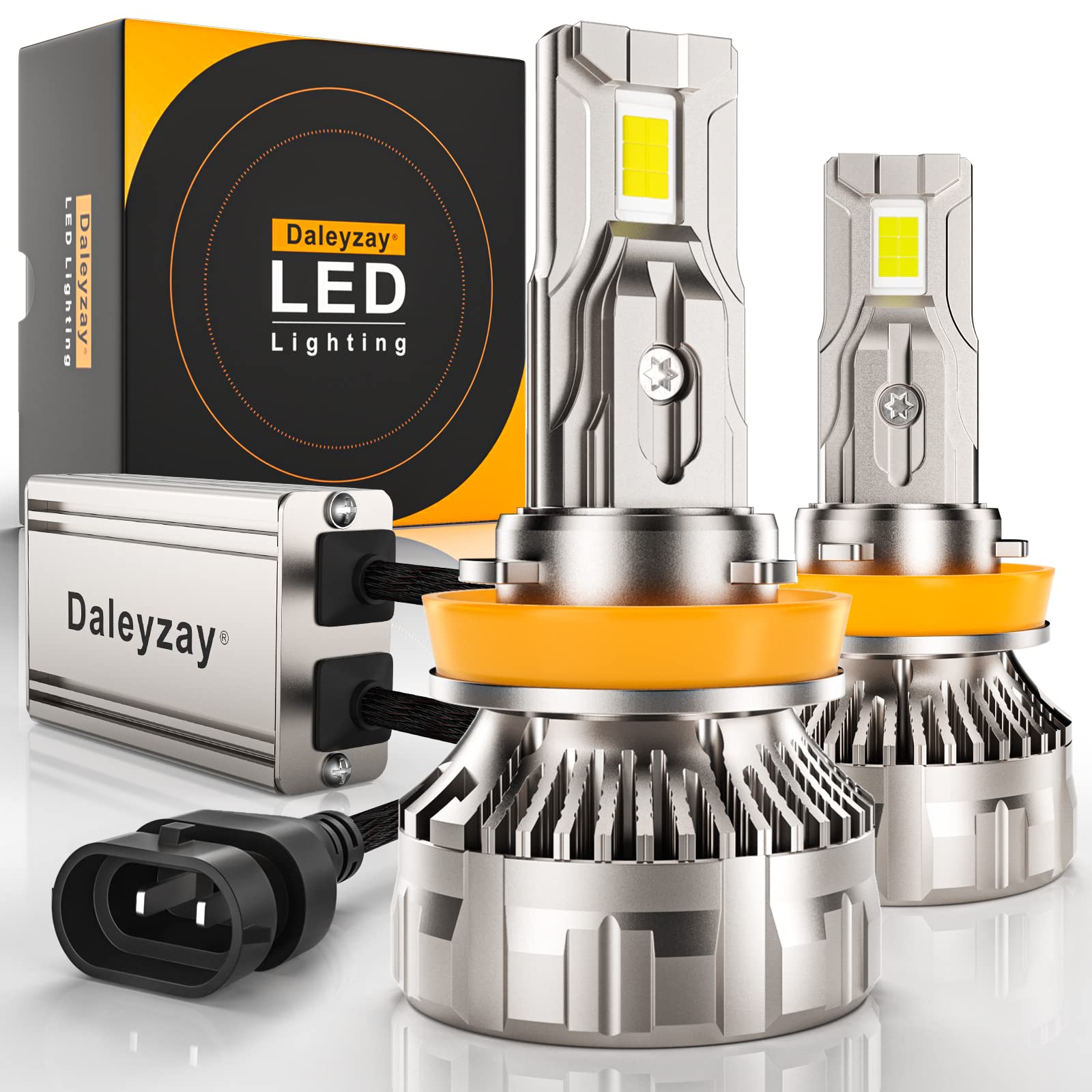 Daleyzay 2023 Upgraded H11 LED Headlight Bulbs 130W 50000 Lumens Per Set 900 Brighter H9 H8 LED Headlights 6500K Cool Wh