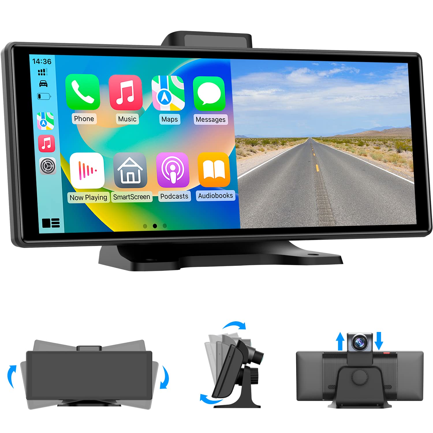 Westods Upgraded 10.26 Wireless Carplay Screen Android Auto with 2.5K Dash Cam 1080P Backup Camera GPS Navigation HD IP