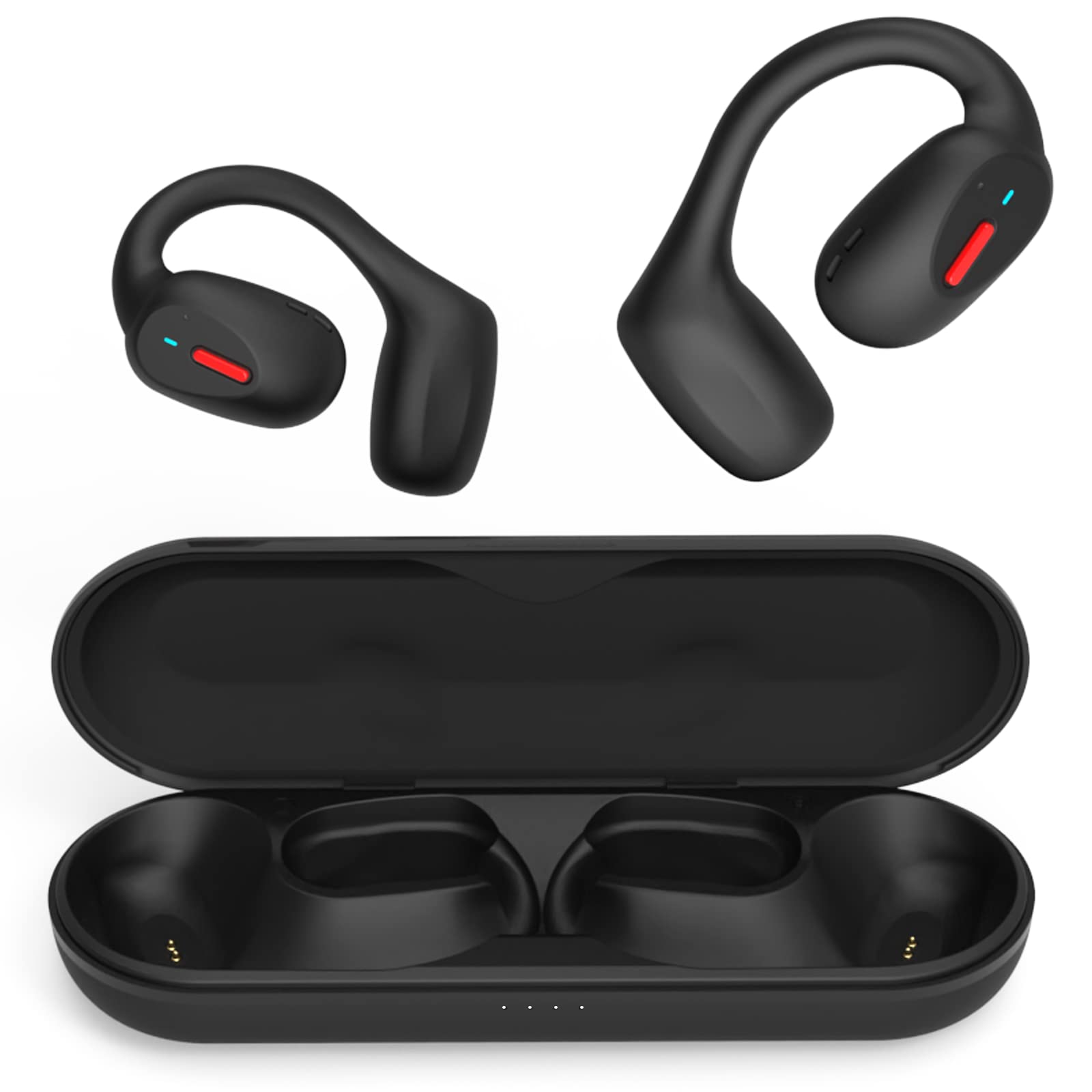 Open Ear Headphones Bluetooth 5.3 Earbuds with 800mAh Charging Case IPX6 Waterproof Wireless Earbuds Call Clear with Built-