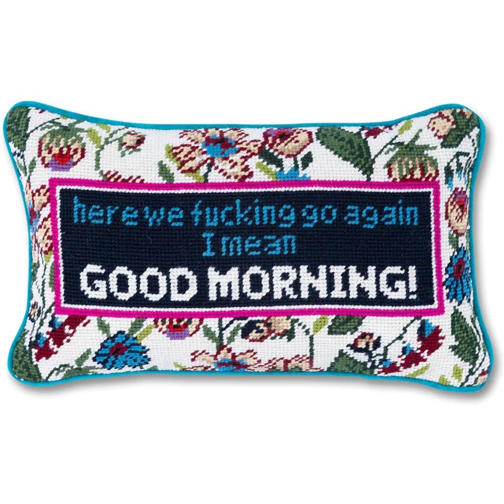 Furbish Good Morning Needlepoint Pillow