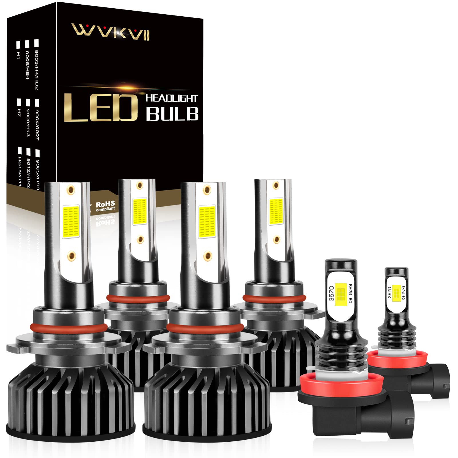 WVKVII Fit For Toyota RAV4 2013 2014 2015 LED Headlight Bulbs Combo 9005HB3 High 9005HB3 Low Beam H16H11 Fog Lights Bu