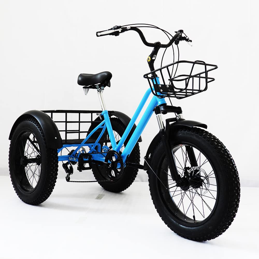 GYOSHI Three Wheels Bicycles with Large Cargo Basket Adult City Road Beach Commuter 3 Wheel Bike 7 Speed Daily Household Sh
