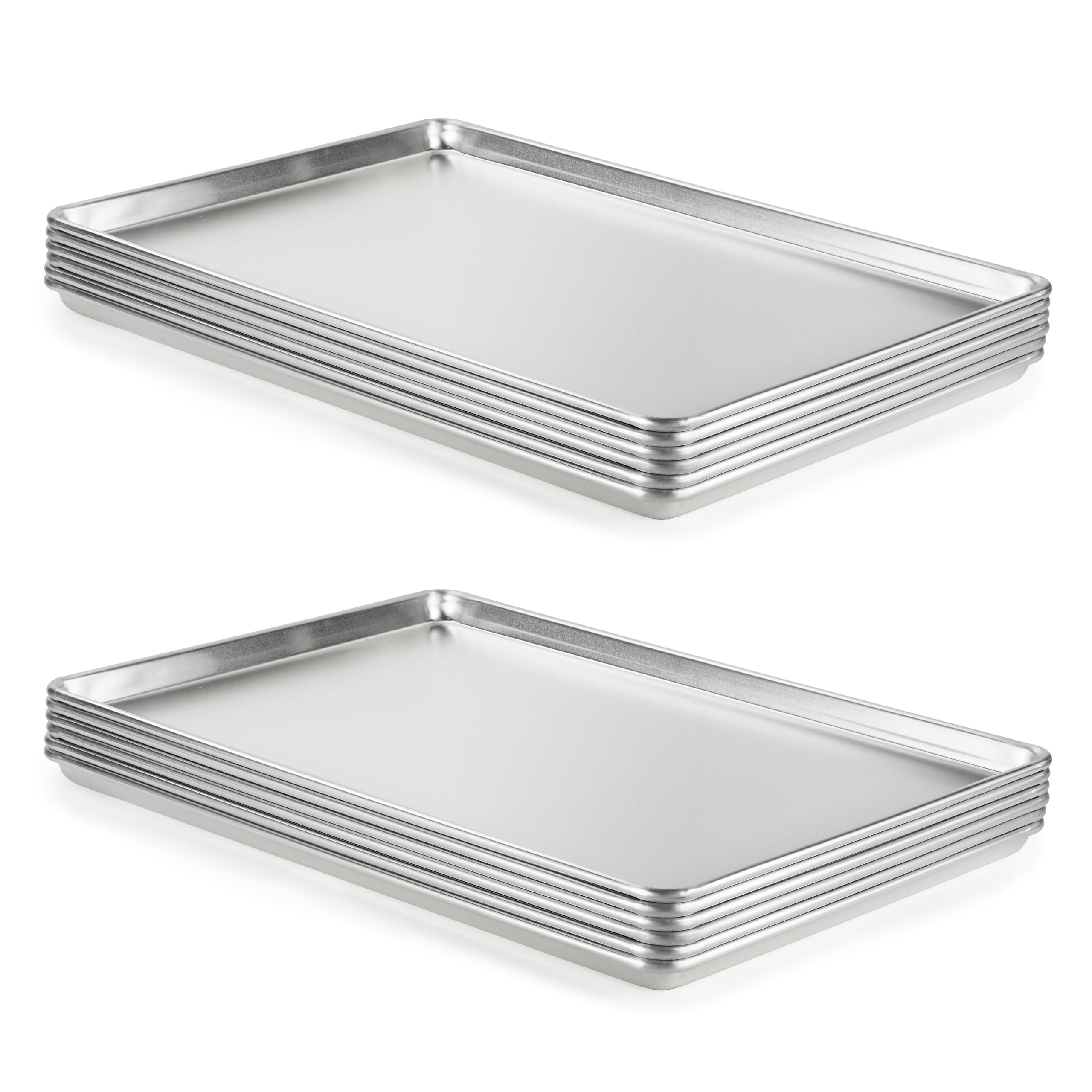 CURTA 12 Pack Aluminum Sheet Pan NSF Listed Full Size 26 x 18 inch Commercial Bakery Cake Bun Pan Baking Tray