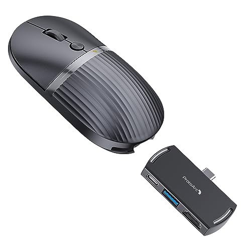 ProtoArc USB C Wireless Bluetooth Mouse Multi-Device HubMouse for Business and Travel with Type C Hub Portable Silent Rechar