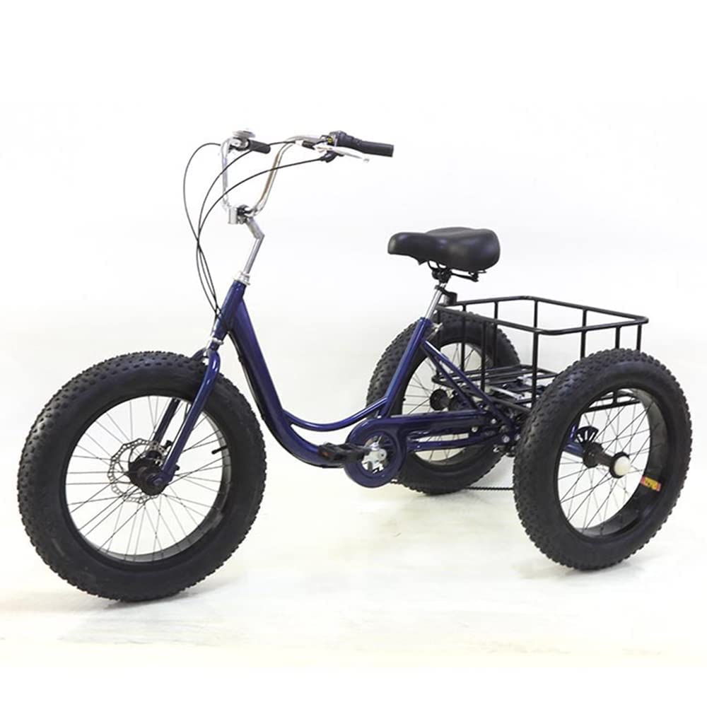 RIOTEL Men Women 20x4 Fat Tyre Tricycle Adults Mountain Bike Comfort seat Low Step Through City Road Carry Cargo 7 Speed