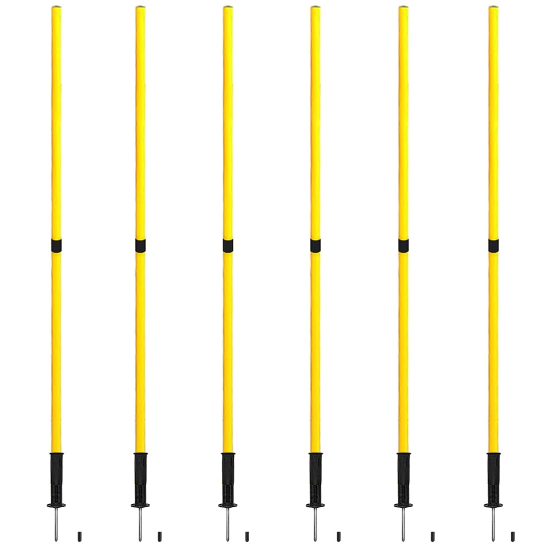 TNZMART Black Spring Agility Training Pole Set Soccer Plug-in Type Dribbling Pole Coaching Sticks for Sports Traning Warnin