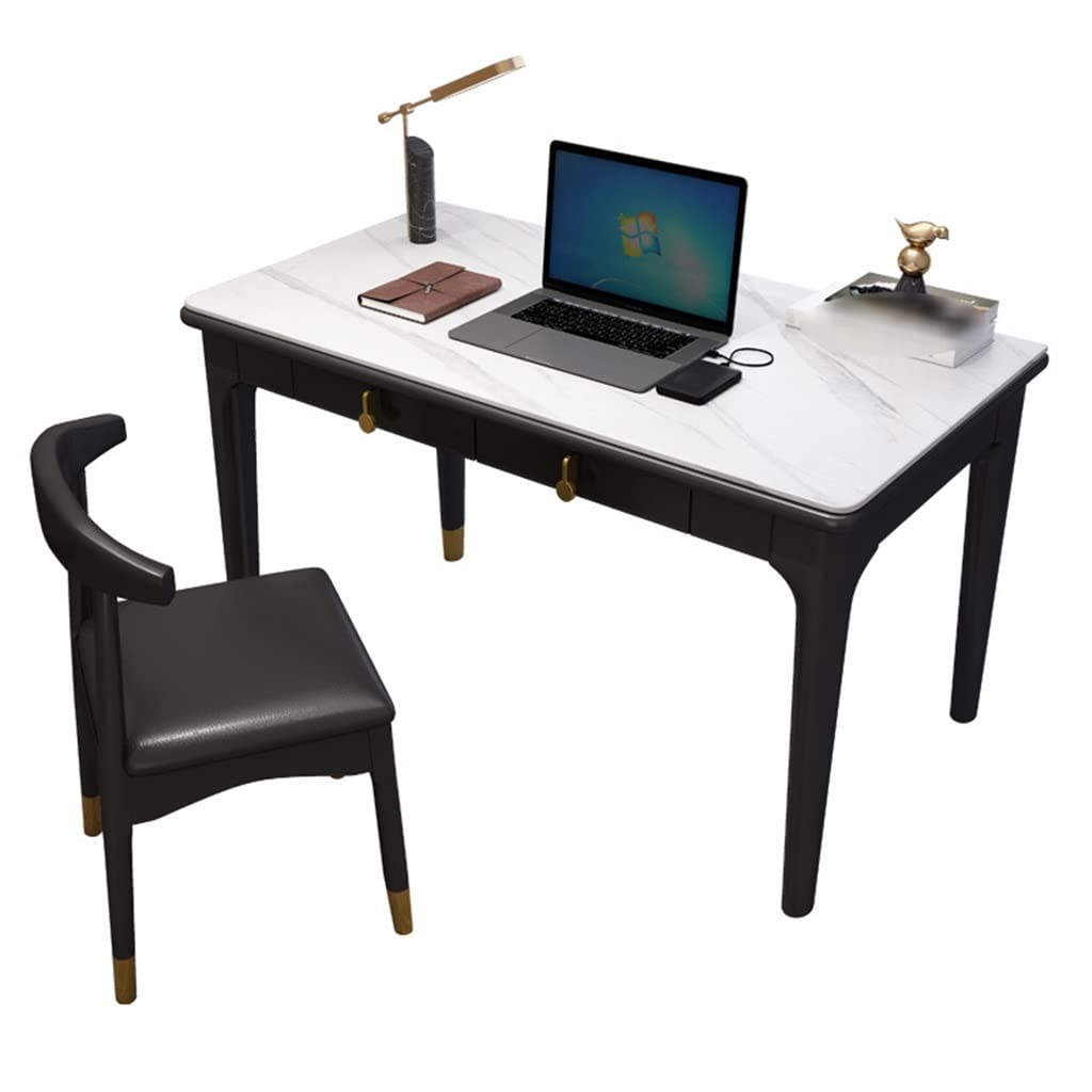 WFHTU Rock Slab Computer Desk with Drawer Office Desk Home Desk Learning Solid Wood Writing Desk Color D Size 120 55